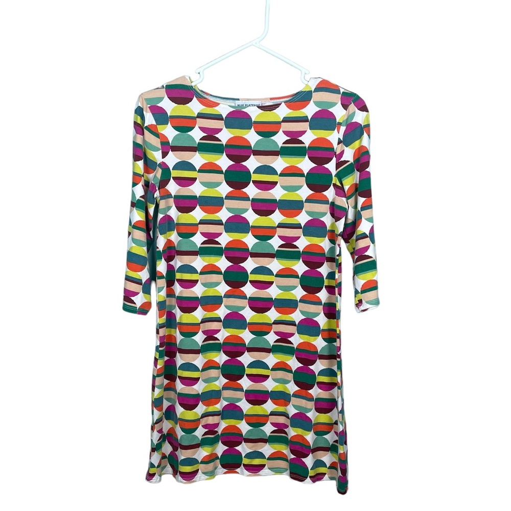 Blue platypus women's tunic dress colorful Small multicolored Geometric Pattern